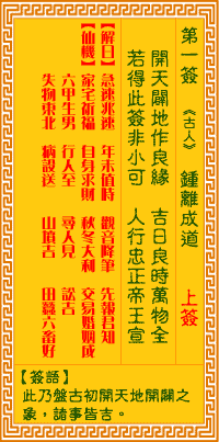 观音灵签第一签