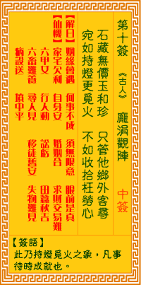 观音灵签第十签