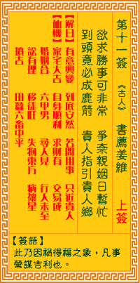 观音灵签第十一签