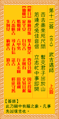观音灵签第十二签