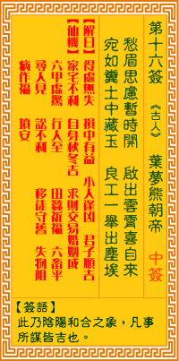 观音灵签第十六签