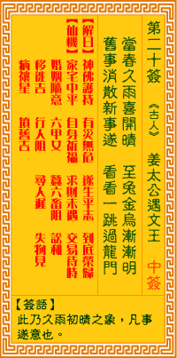 观音灵签第二十签