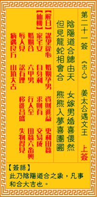 观音灵签第二十一签
