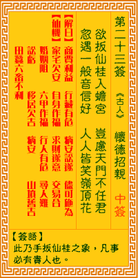 观音灵签第二十三签