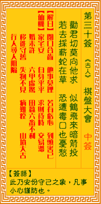 观音灵签第三十签
