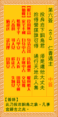 观音灵签第六签