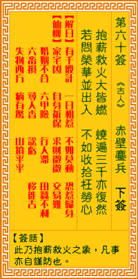 观音灵签第六十签