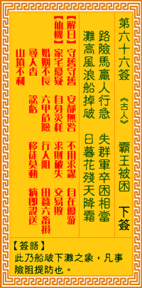 观音灵签第六十六签