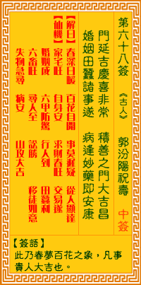 观音灵签第六十八签