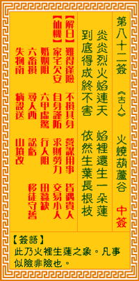 观音灵签第八十二签