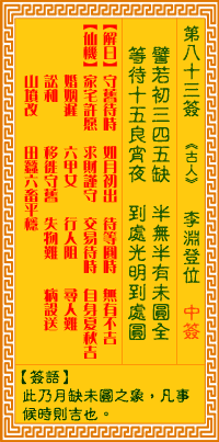 观音灵签第八十三签